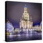 Dresden, Germany at Neumarkt Square and Frauenkirche at Night.-SeanPavonePhoto-Stretched Canvas