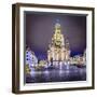 Dresden, Germany at Neumarkt Square and Frauenkirche at Night.-SeanPavonePhoto-Framed Photographic Print
