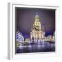 Dresden, Germany at Neumarkt Square and Frauenkirche at Night.-SeanPavonePhoto-Framed Photographic Print