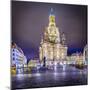 Dresden, Germany at Neumarkt Square and Frauenkirche at Night.-SeanPavonePhoto-Mounted Photographic Print