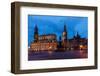 Dresden, Historical Old Town, Dresden Cathedral, Castle, Blue Hour-Catharina Lux-Framed Photographic Print