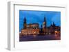 Dresden, Historical Old Town, Dresden Cathedral, Castle, Blue Hour-Catharina Lux-Framed Photographic Print