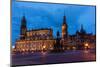 Dresden, Historical Old Town, Dresden Cathedral, Castle, Blue Hour-Catharina Lux-Mounted Photographic Print