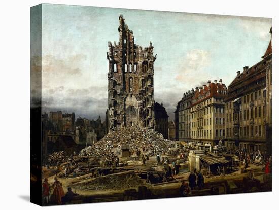 Dresden in ruins after Prussias invasion of Saxony in 1756.-Bernardo Bellotto-Stretched Canvas