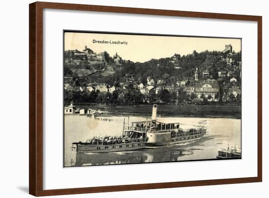 Dresden Loschwitz, Dampfer Loschwitz, Bergbahn-null-Framed Giclee Print