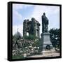 Dresden: Ruins of the Frauenkirche (Church of Our Lady) with a Statue of Martin Luther-null-Framed Stretched Canvas