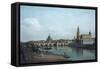 Dresden Seen from the Right Bank of the Elbe, Beneath the Augusts Bridge, 1748-Bernardo Bellotto-Framed Stretched Canvas