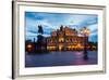 Dresden, Semperoper, King Johann Monument, Blue Hour-Catharina Lux-Framed Photographic Print
