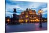 Dresden, Semperoper, King Johann Monument, Blue Hour-Catharina Lux-Stretched Canvas