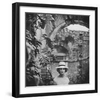 Dress and Hat with Multi Colored Rosettes Made of Ribbon on Each Side, by Cuban Designer Adolfo-Gordon Parks-Framed Photographic Print