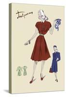 Dress, Coat and Scarf, 1947-null-Stretched Canvas