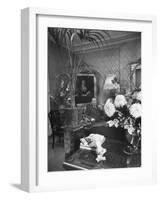 Dress Designer Christian Dior at Home in His Living Room-Frank Scherschel-Framed Premium Photographic Print