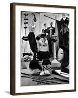 Dress Designer Christian Dior in His Workshop-Frank Scherschel-Framed Premium Photographic Print