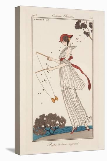 Dress in Printed Linen, Illustration from 'Journal des Dames et des Modes', 1913-Georges Barbier-Stretched Canvas