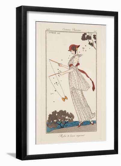 Dress in Printed Linen, Illustration from 'Journal des Dames et des Modes', 1913-Georges Barbier-Framed Giclee Print