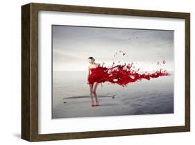 Dress Melting In Red Paint-null-Framed Art Print