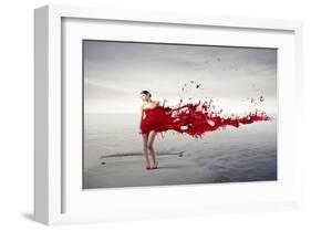Dress Melting In Red Paint-null-Framed Art Print