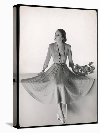 Dress Showing the Flared Skirts That Came into Fashion from 1947-null-Stretched Canvas