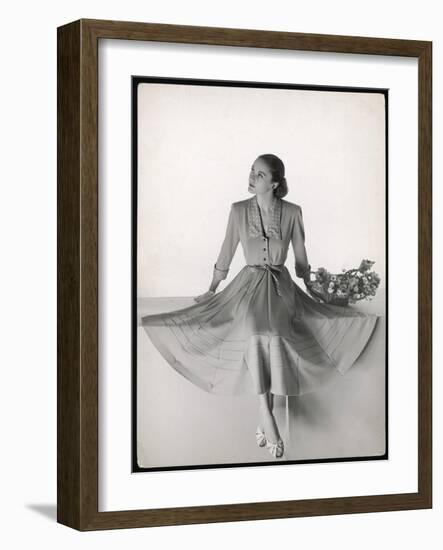 Dress Showing the Flared Skirts That Came into Fashion from 1947-null-Framed Art Print