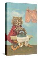 Dressed Kitten Ironing Clothes-null-Stretched Canvas
