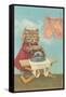 Dressed Kitten Ironing Clothes-null-Framed Stretched Canvas