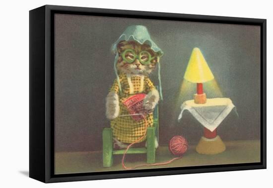 Dressed Kitten Knitting-null-Framed Stretched Canvas