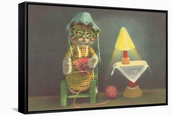 Dressed Kitten Knitting-null-Framed Stretched Canvas