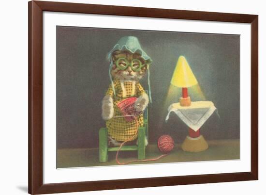 Dressed Kitten Knitting-null-Framed Premium Giclee Print