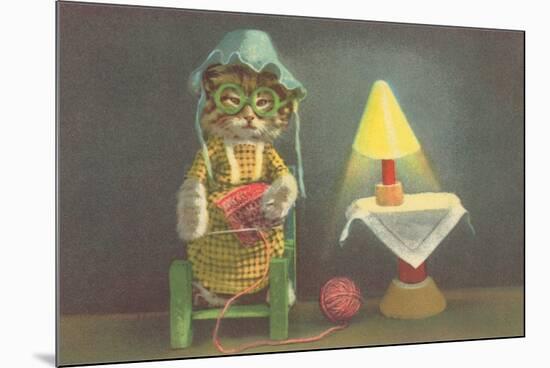 Dressed Kitten Knitting-null-Mounted Premium Giclee Print