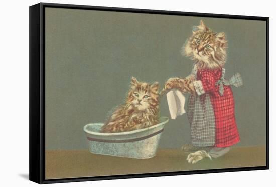 Dressed Kittens Bathing-null-Framed Stretched Canvas