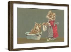 Dressed Kittens Bathing-null-Framed Art Print