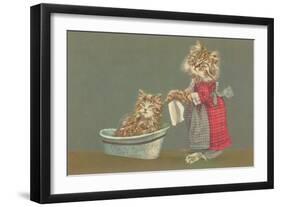 Dressed Kittens Bathing-null-Framed Art Print