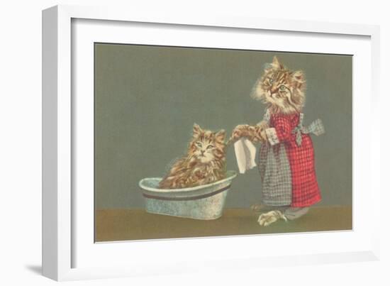 Dressed Kittens Bathing-null-Framed Art Print