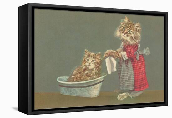 Dressed Kittens Bathing-null-Framed Stretched Canvas