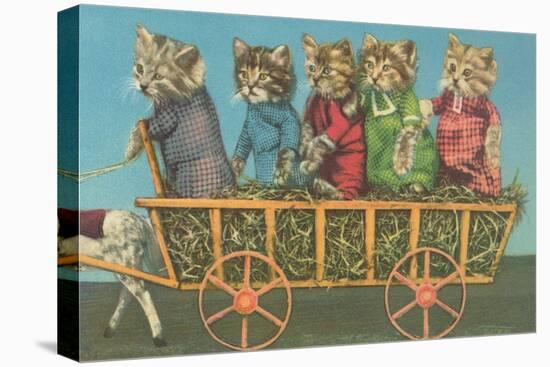 Dressed Kittens Go for a Hayride-null-Stretched Canvas
