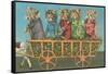 Dressed Kittens Go for a Hayride-null-Framed Stretched Canvas