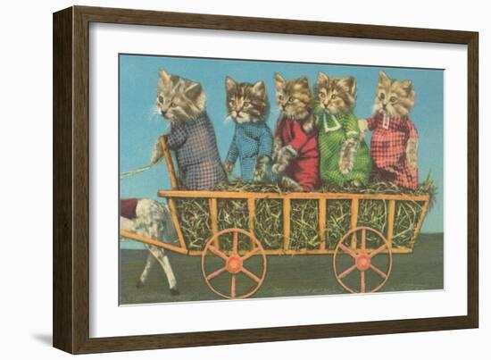 Dressed Kittens Go for a Hayride-null-Framed Art Print
