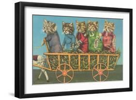 Dressed Kittens Go for a Hayride-null-Framed Art Print