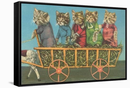 Dressed Kittens Go for a Hayride-null-Framed Stretched Canvas