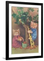 Dressed Kittens Picking Fruit-null-Framed Art Print