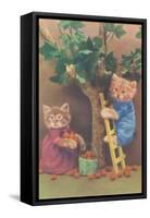 Dressed Kittens Picking Fruit-null-Framed Stretched Canvas