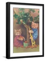 Dressed Kittens Picking Fruit-null-Framed Art Print