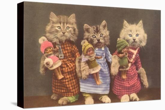 Dressed Kittens with Dolls-null-Stretched Canvas