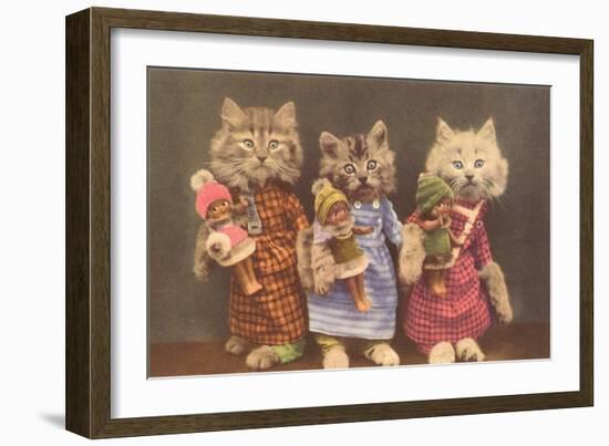 Dressed Kittens with Dolls-null-Framed Art Print