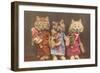 Dressed Kittens with Dolls-null-Framed Art Print