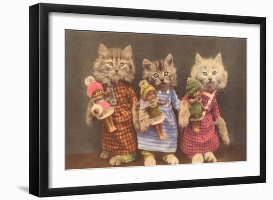 Dressed Kittens with Dolls-null-Framed Art Print