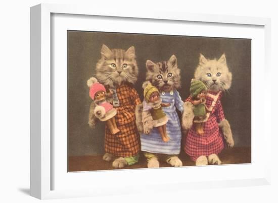 Dressed Kittens with Dolls-null-Framed Art Print