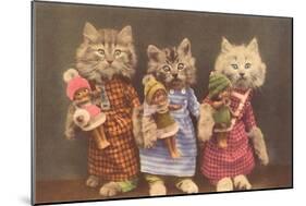 Dressed Kittens with Dolls-null-Mounted Art Print