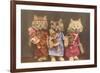 Dressed Kittens with Dolls-null-Framed Art Print