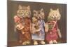 Dressed Kittens with Dolls-null-Mounted Art Print